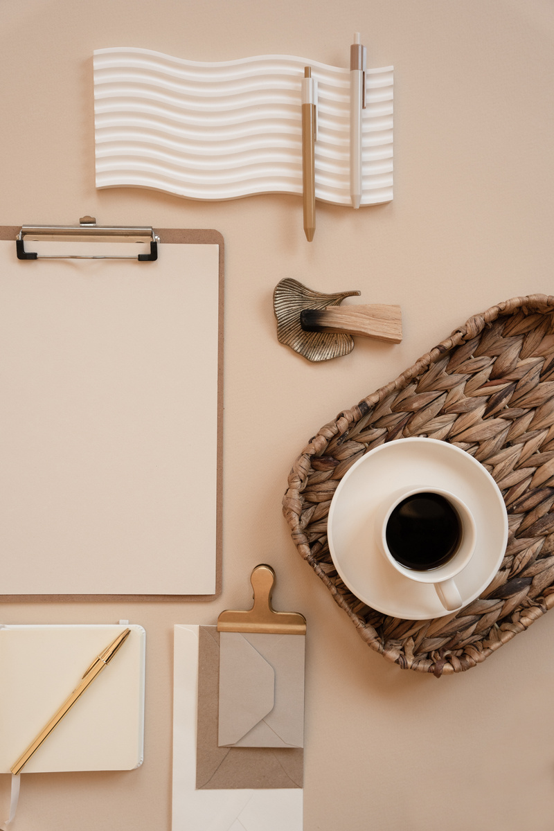 Elegant Office Flatlay of Office Supplies